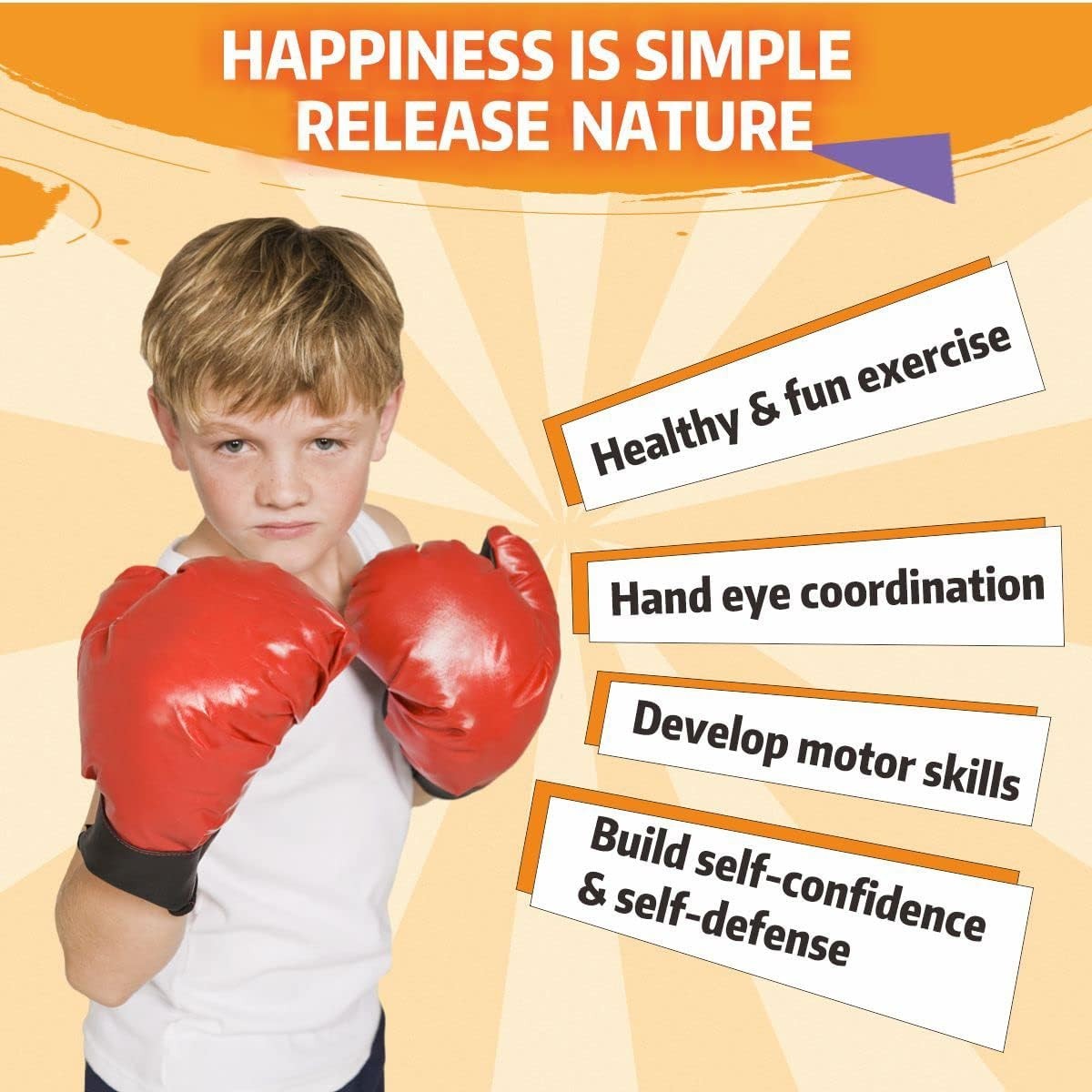Kids Adjustable Punching Bag with Gloves - Durable Boxing Toy for Ages 3-12