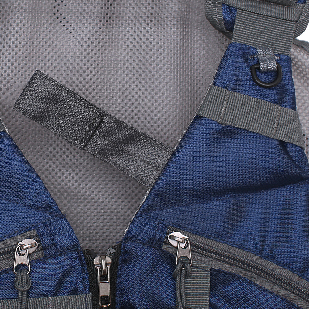 Fly Fishing Vest Adjustable Breathable Mesh Lightweight Packable Blue One Size
