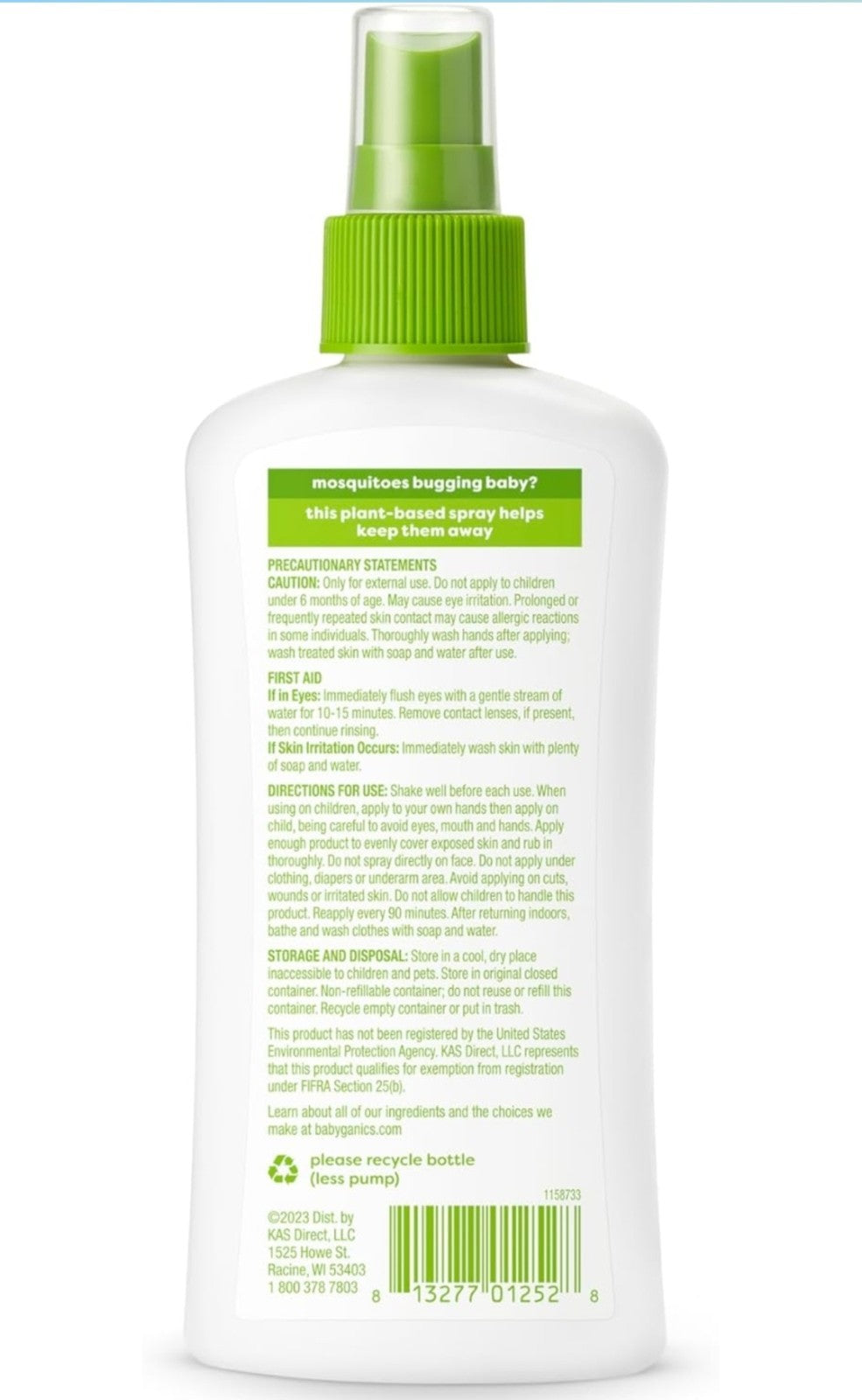 Babyganics Mosquito Repellent Spray with Plant & Essential Oils 6oz 2-Pack
