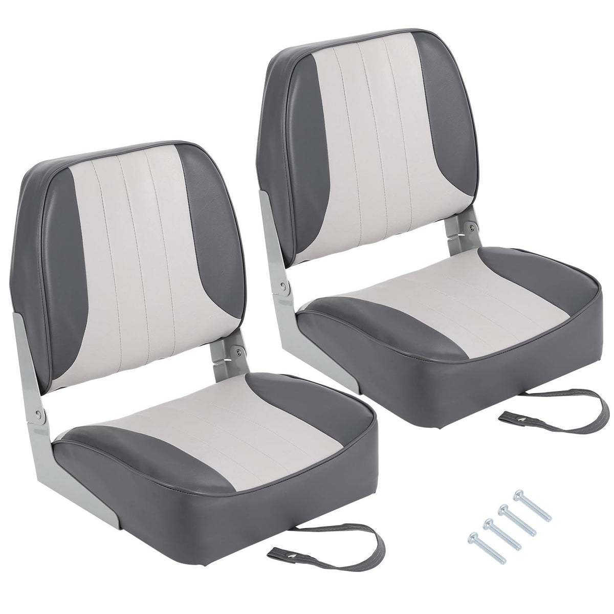 2-Pack Fold-Down Boat Seats with Thick Cushions and Weatherproof Material