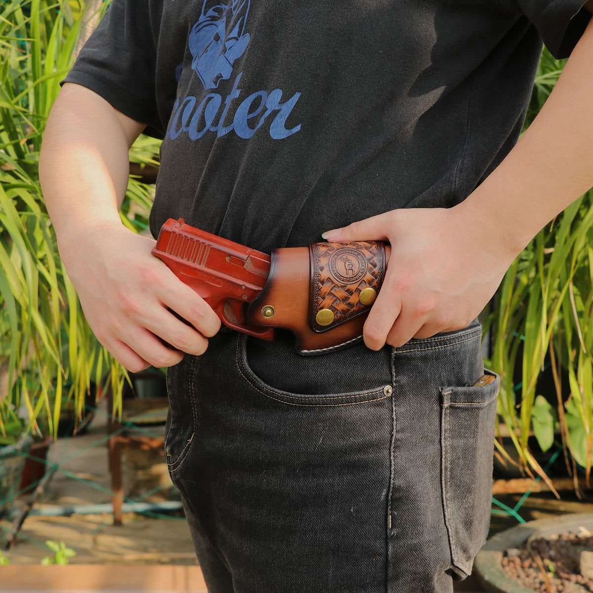 Cross Draw Gun Holster Belt for RUGER LCP II & SIG SAUER P365 - Leather Concealed Carry