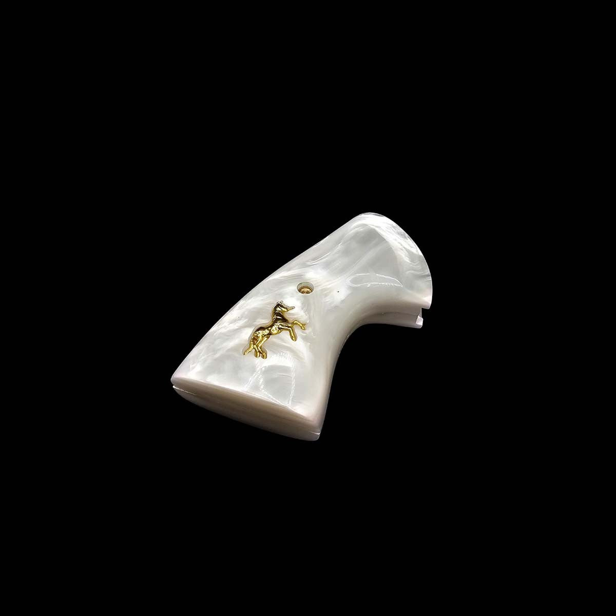 White Pearl Revolver Grips for Colt Python & Anaconda - 24K Gold Medallions