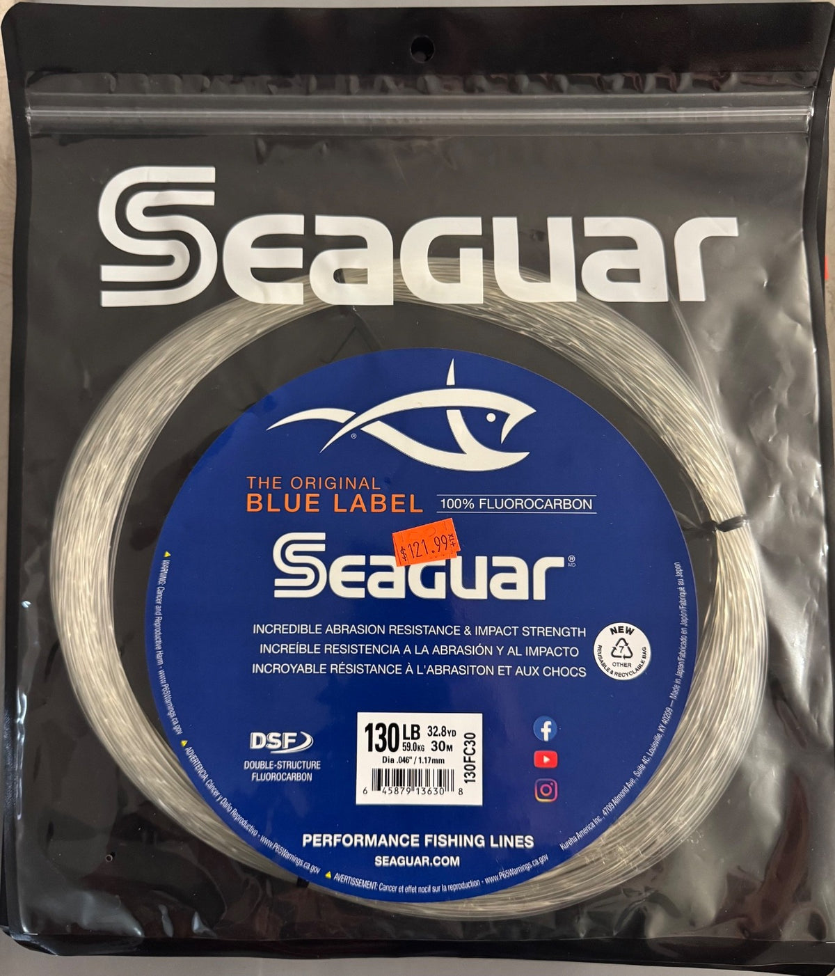 Fluorocarbon Fishing Line Coil 30M High Strength Saltwater Leader Line