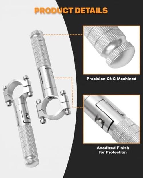 1.25 Inch Folding Motorcycle Footrest Pegs for Harley, Honda, Yamaha & ATV - Silver