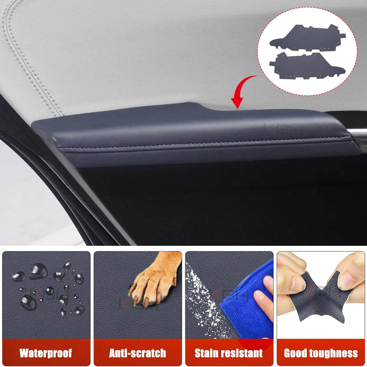 Car Rear Door Panel Armrest Cover for Toyota Avalon 2013-2018 PU Leather Replacement