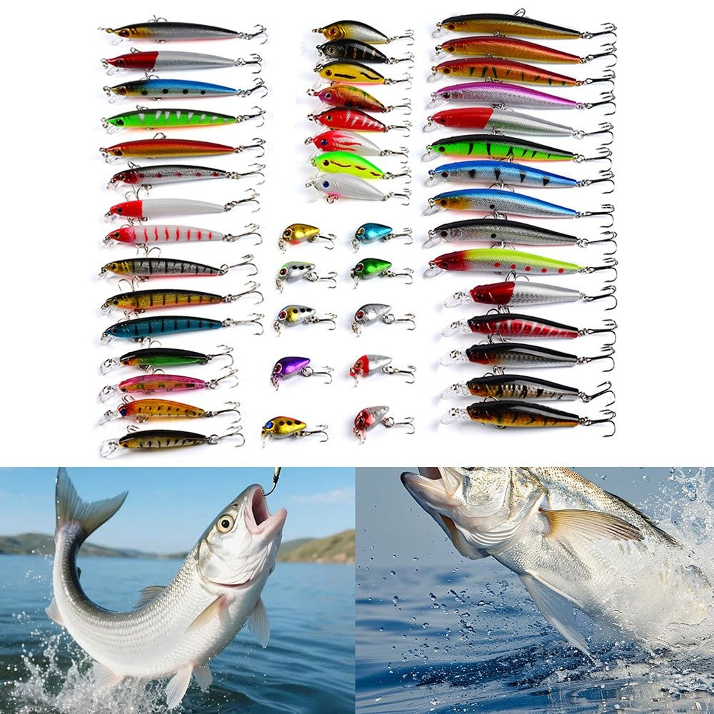 48-Piece Fishing Lure Set, Hard Minnow Baits for Freshwater & Saltwater