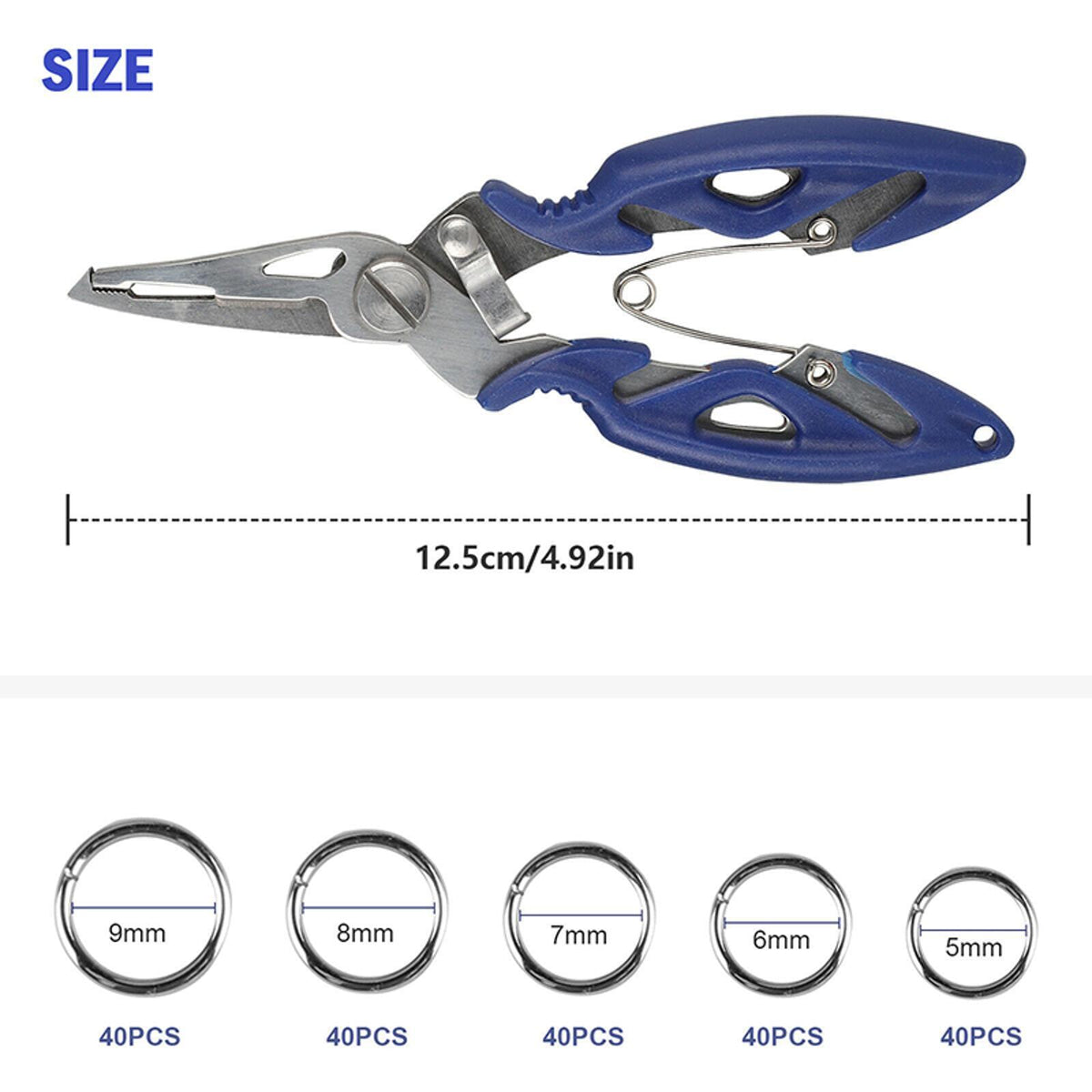 200 Pcs Stainless Steel Fishing Split Rings Set with Pliers - Multiple Sizes