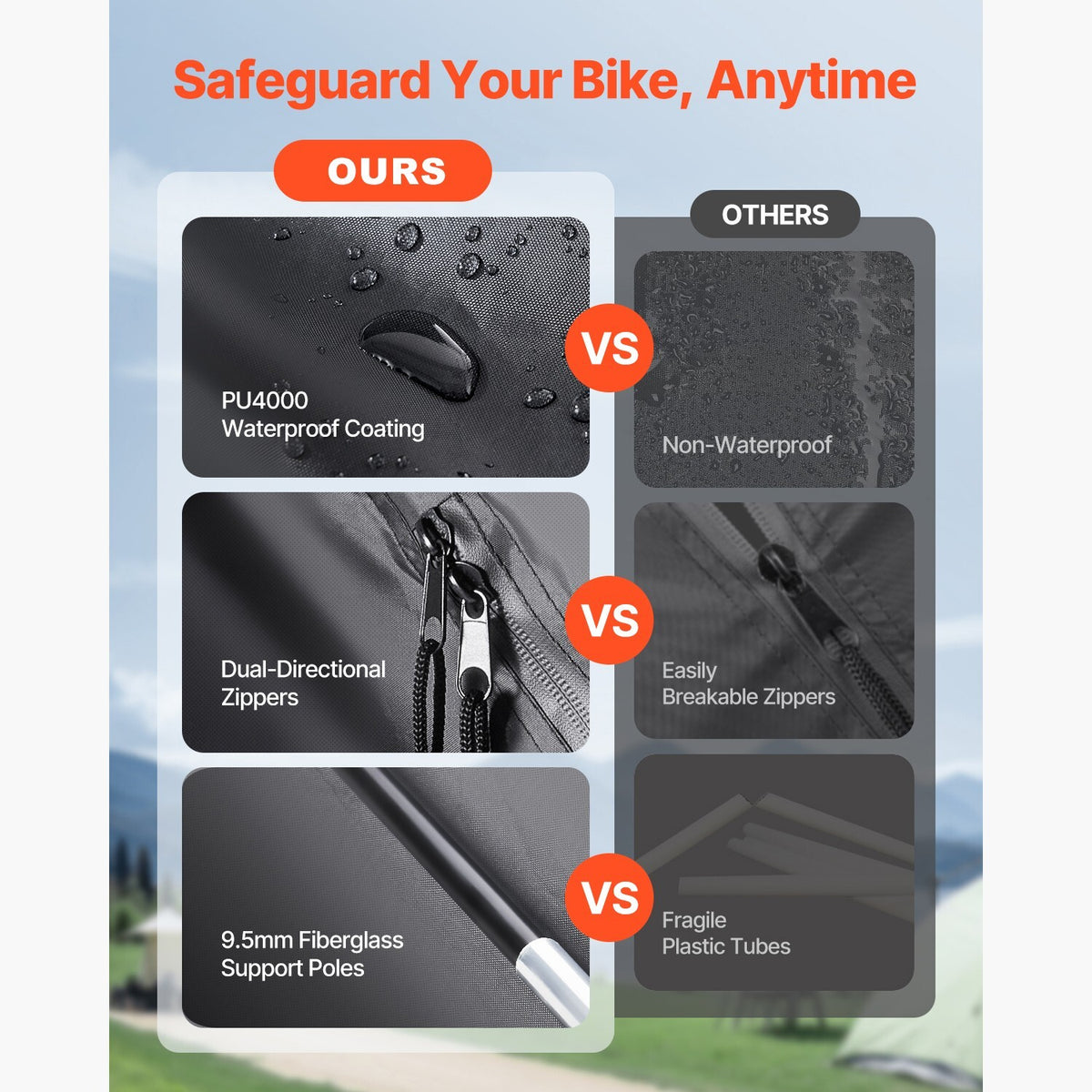 Waterproof Outdoor Bike Storage Tent for 5+ Bikes - Foldable & Ventilated