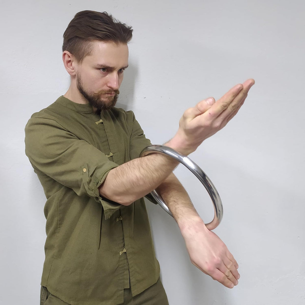 Wing Chun Stainless Steel Hand Ring for Strength Training & Martial Arts