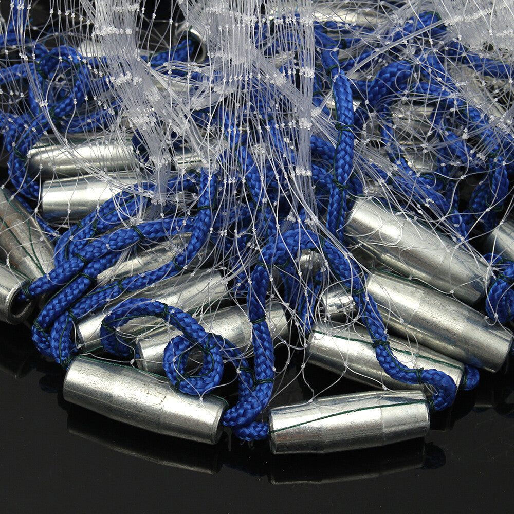 Heavy Duty Fishing Cast Net with Zinc Ring - Easy Throw Strong Nylon Mesh