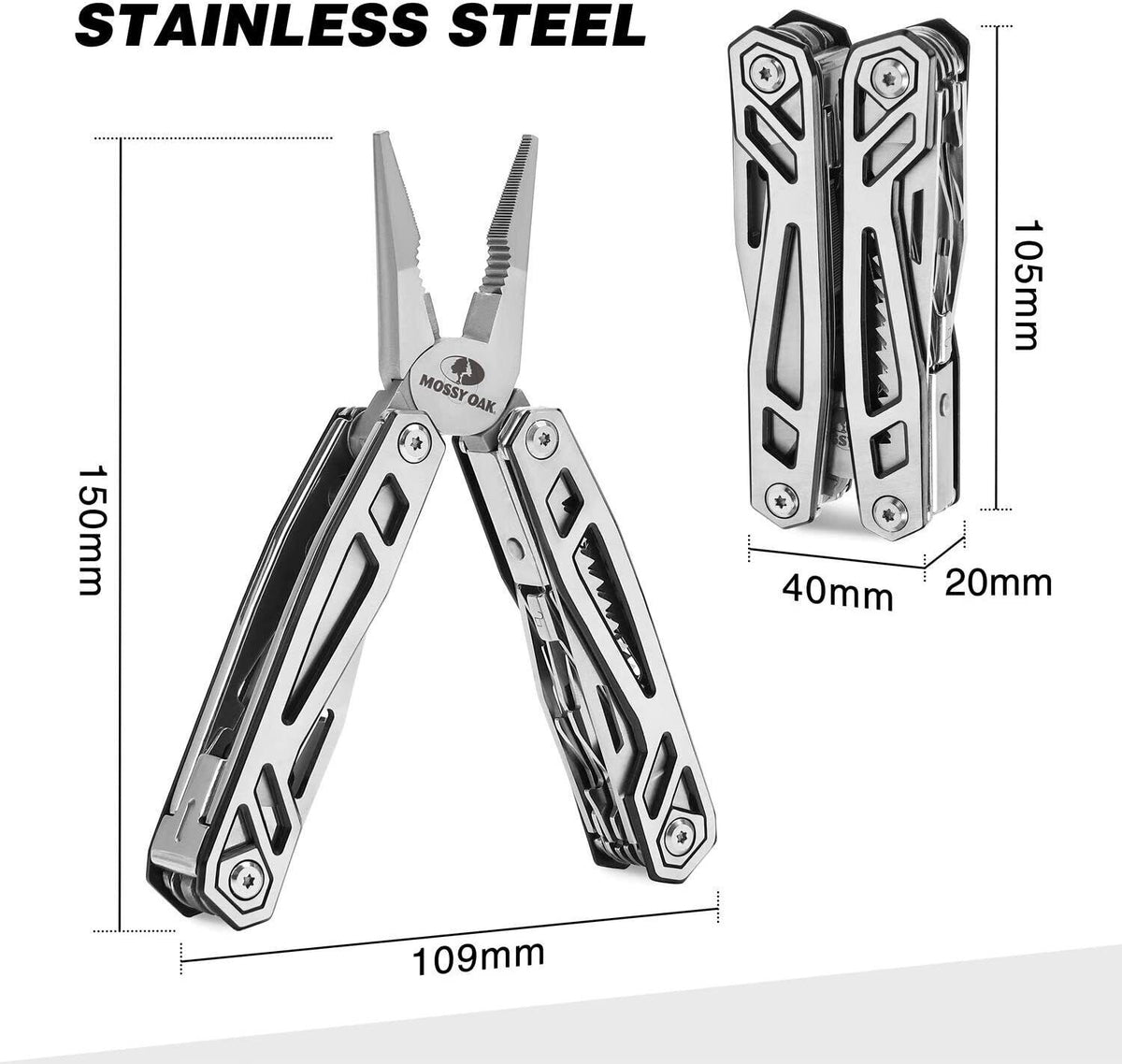 21-in-1 Multi Tool Pocket Knife with Pliers and Sheath - Stainless Steel