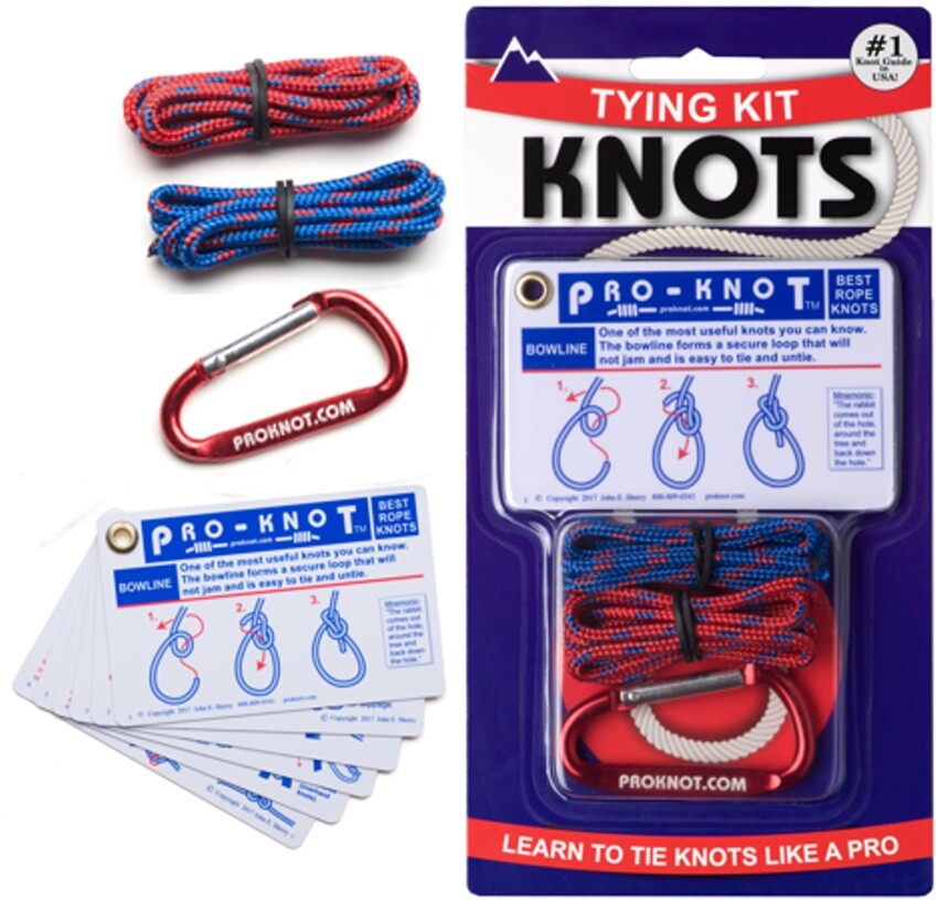 Pro-Knot Rope Knot Tying Kit with Carabiner Waterproof 20 Essential Knots