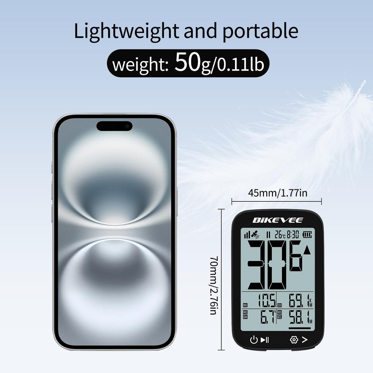 Wireless GPS Bike Computer with 2.4-Inch LCD Waterproof Cycle Speedometer