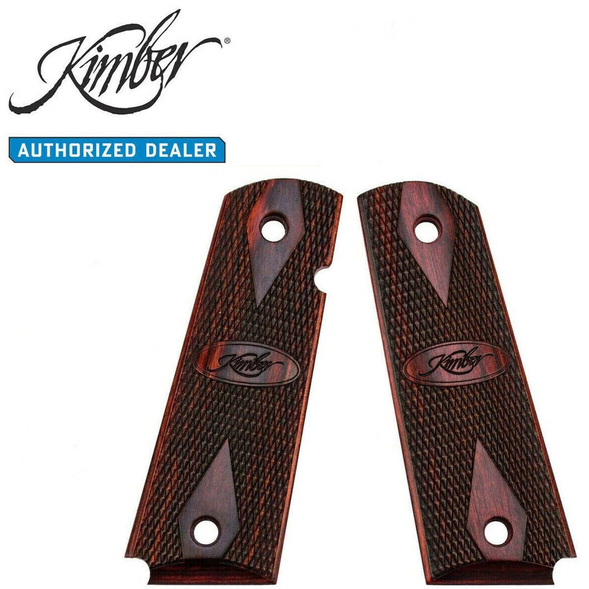 Kimber 1911 Full Size Rosewood Double Diamond Logo Grips - Pistol Grip
