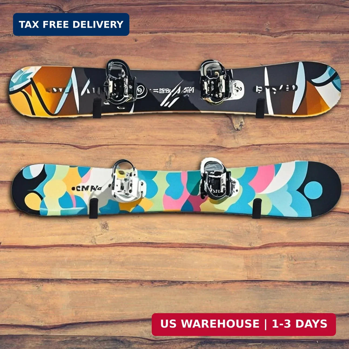 Snowboard Wall Mount Clips - 4 Pack Wall Rack for Snowboards & Skateboards