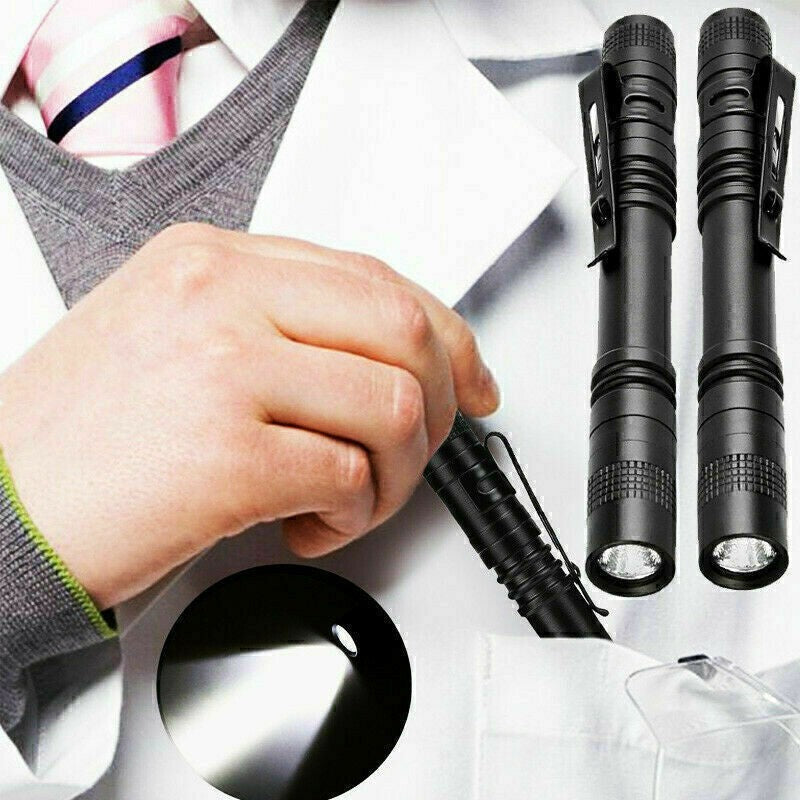 2PCS Mini Small LED Flashlight Penlight with Clip - Super Bright Torch for Pocket
