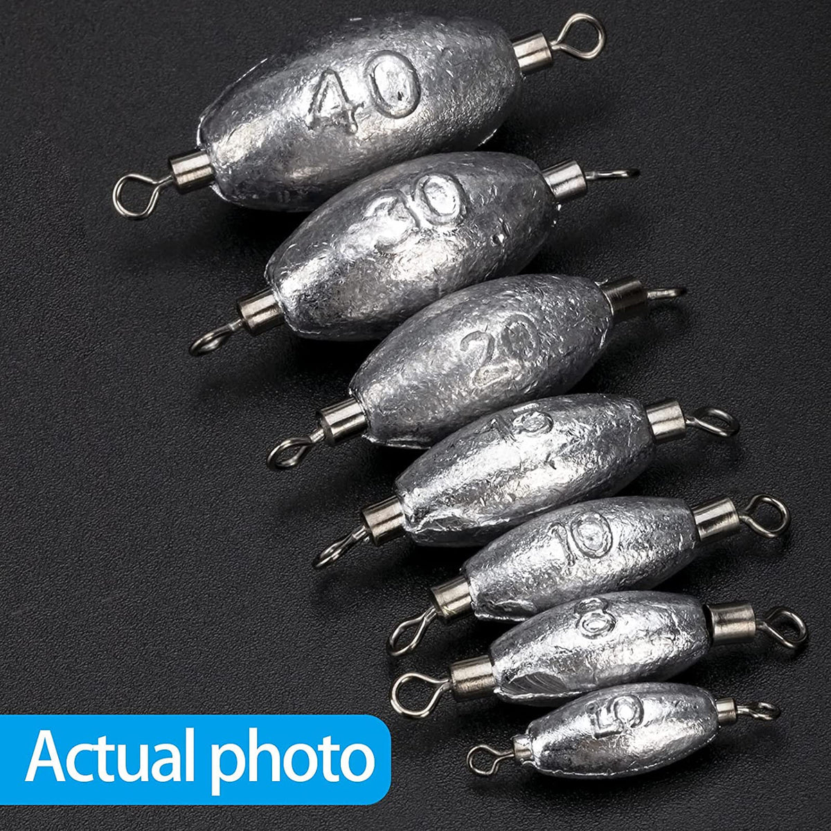 Fishing Inline Sinkers with Swivels - Saltwater & Freshwater Trolling Weights