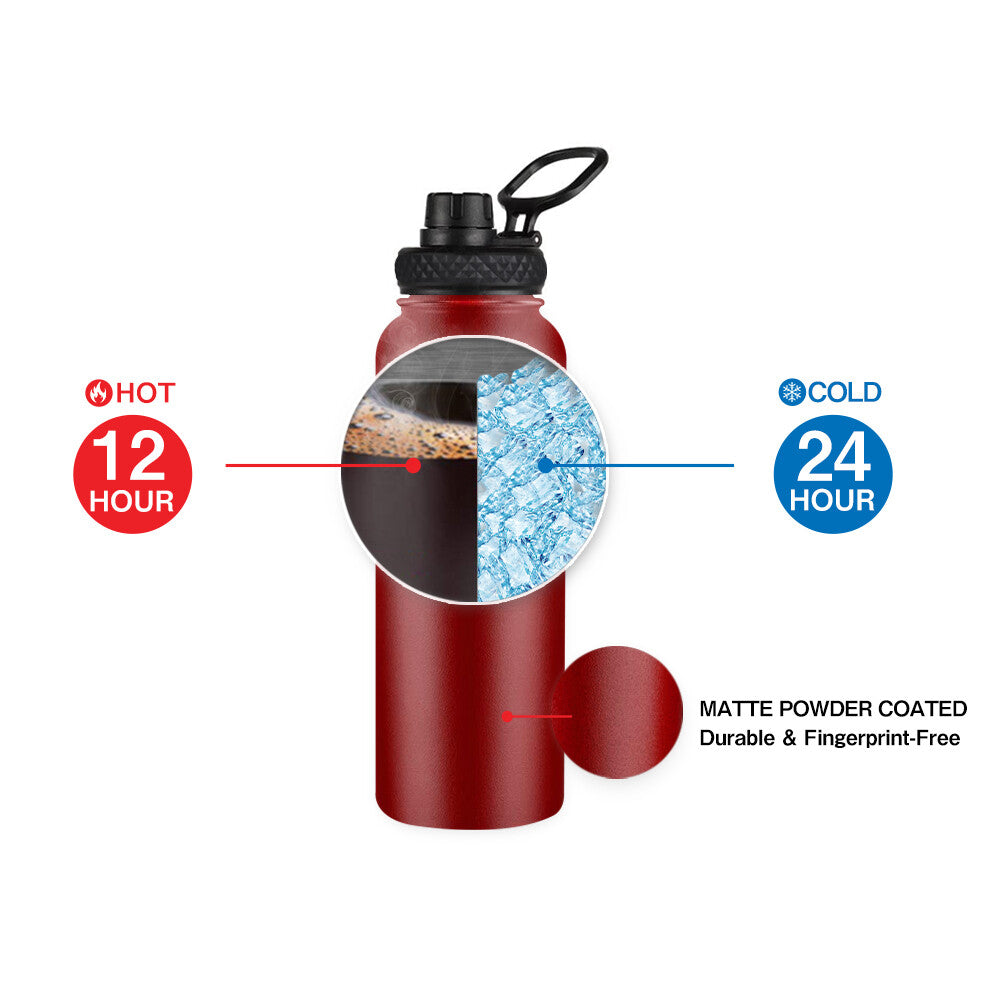 40oz Stainless Steel Vacuum Insulated Water Bottle with Wide Mouth & Leak-Proof Lid