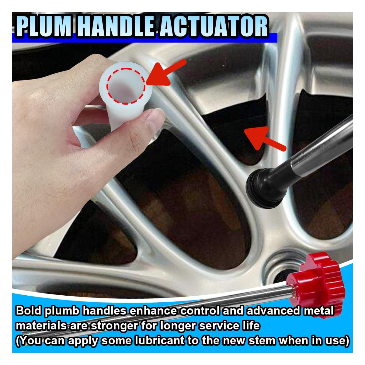 Car Tire Valve Stem Replacement Tool Kit - Quick Change Valve Core, Red
