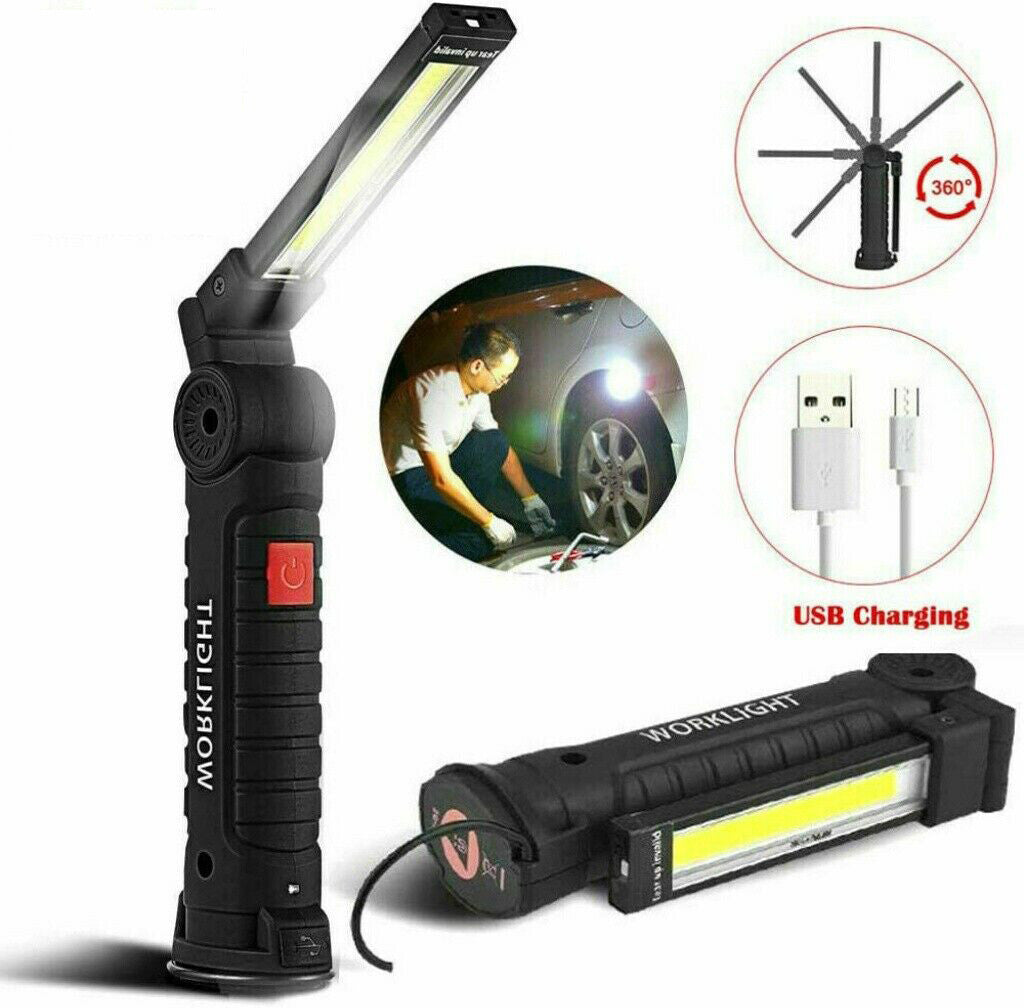 Rechargeable LED Work Light with Folding Torch & Magnetic Base - 1200000lm