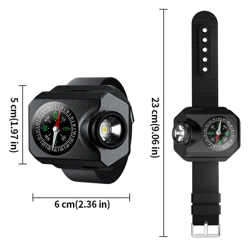 LED Wrist Light with Compass for Running Hiking Camping Outdoor Activity