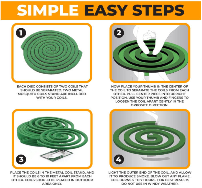 Outdoor Mosquito Repellent Coils with Stands, 10ft Range - 20 Pack