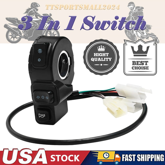 3-in-1 Bicycle Headlight Turn Signal Horn Switch - Electric Scooter & E-Bike Accessory