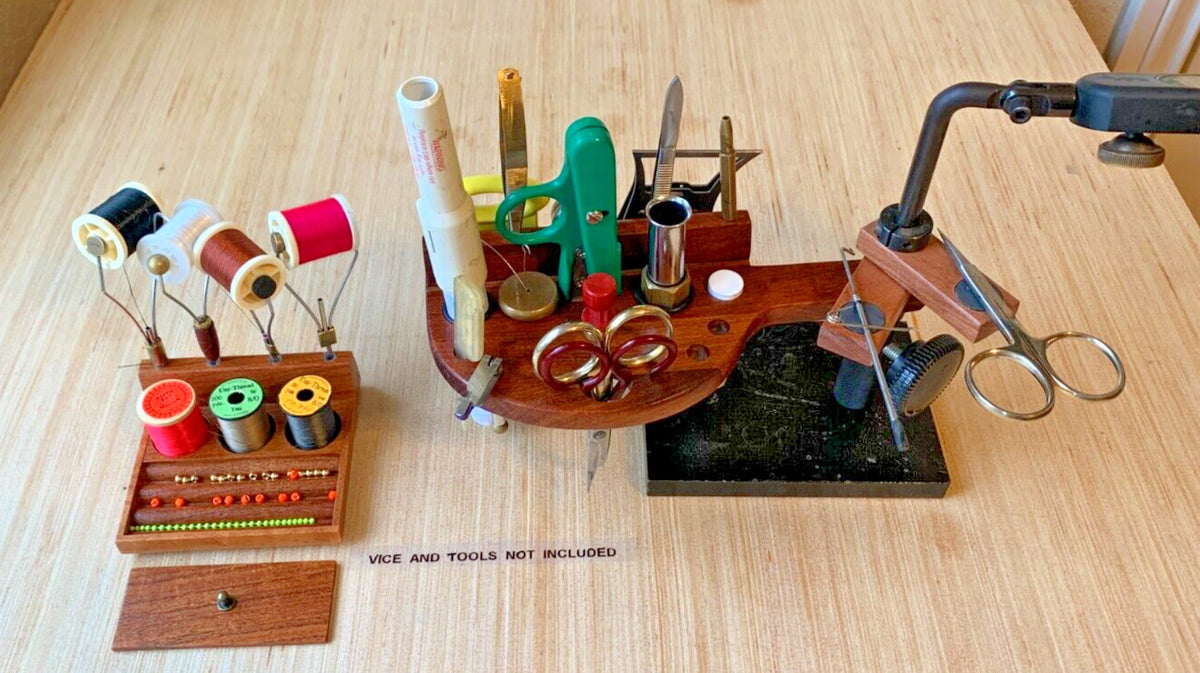 Fly Tying Vice Tool Kit with Thread & Bead Organizer - Organizer & Quick Draw Set