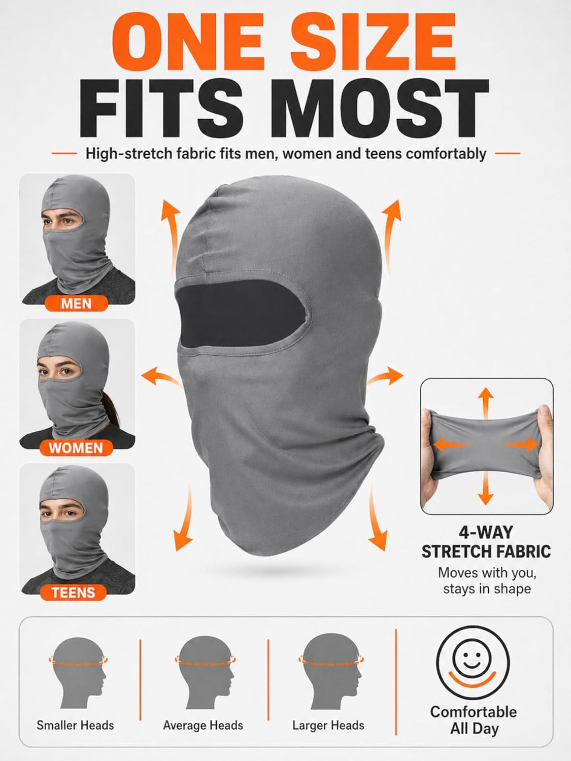 Men's Full Face Ski Balaclava Mask 6 Pack Winter Face Covering