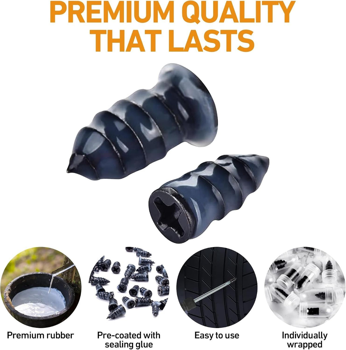 Tire Repair Kit with 40 Rubber Screws and Sealant Tubes for Tubeless Tires