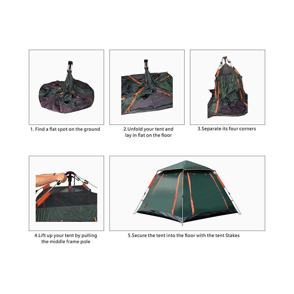 Water-Resistant Family Pop-Up Camping Tent for 3-5 People