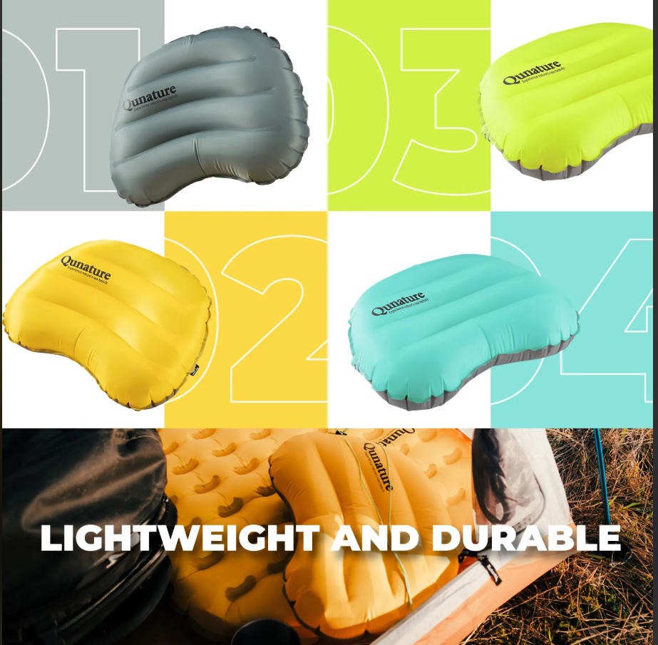 Lightweight Inflatable Camping Pillow with Neck Support - Compact & Waterproof