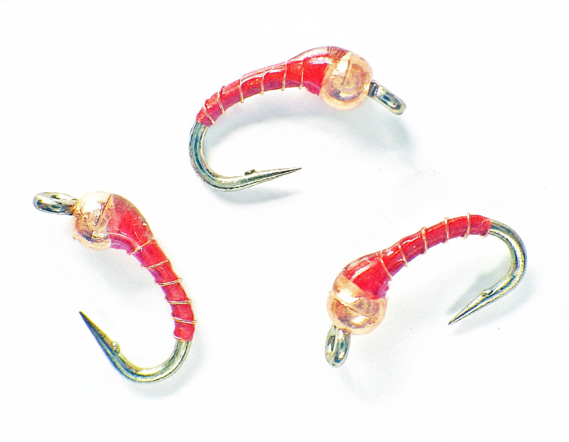 Copper Red Tungsten Midge Nymphs Fly Fishing Flies - Premium Trout Lures #20