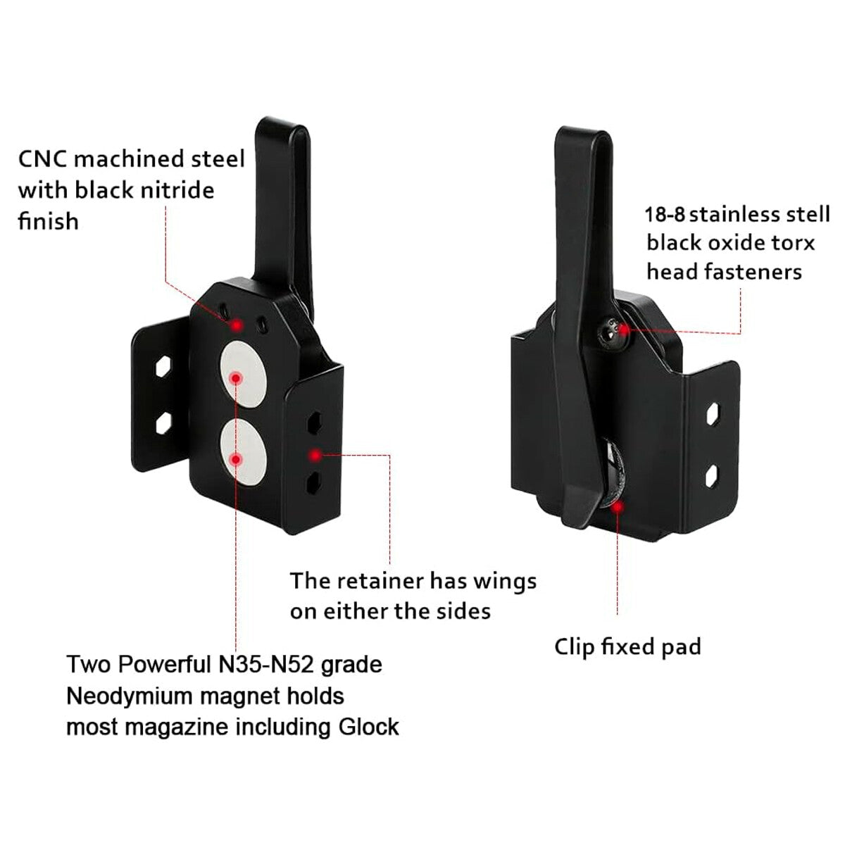 Magnetic Magazine Holder Clip for Metal Magazines - Concealed Carry Accessory