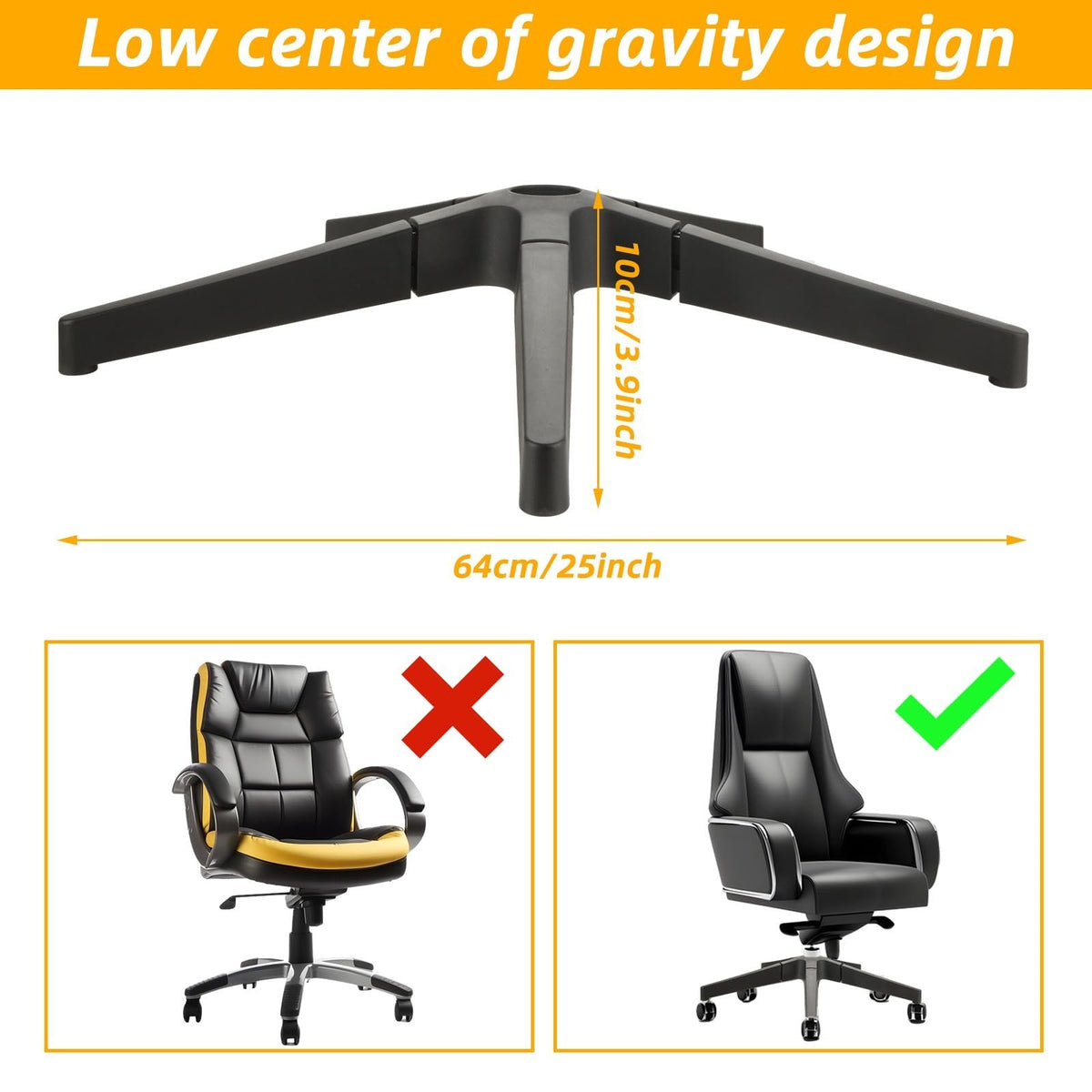 Heavy Duty Office Chair Base Replacement Parts 2500 Lb Capacity 28 Inch
