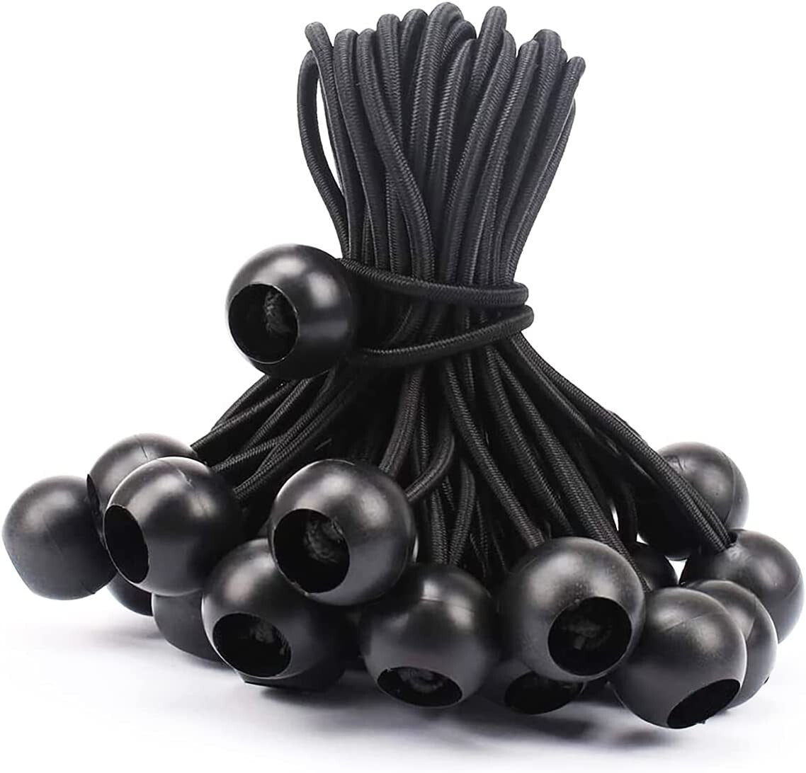 Heavy Duty 25-Pack 9 Inch Black Bungee Cord Tie Downs for Canopies & Tarps