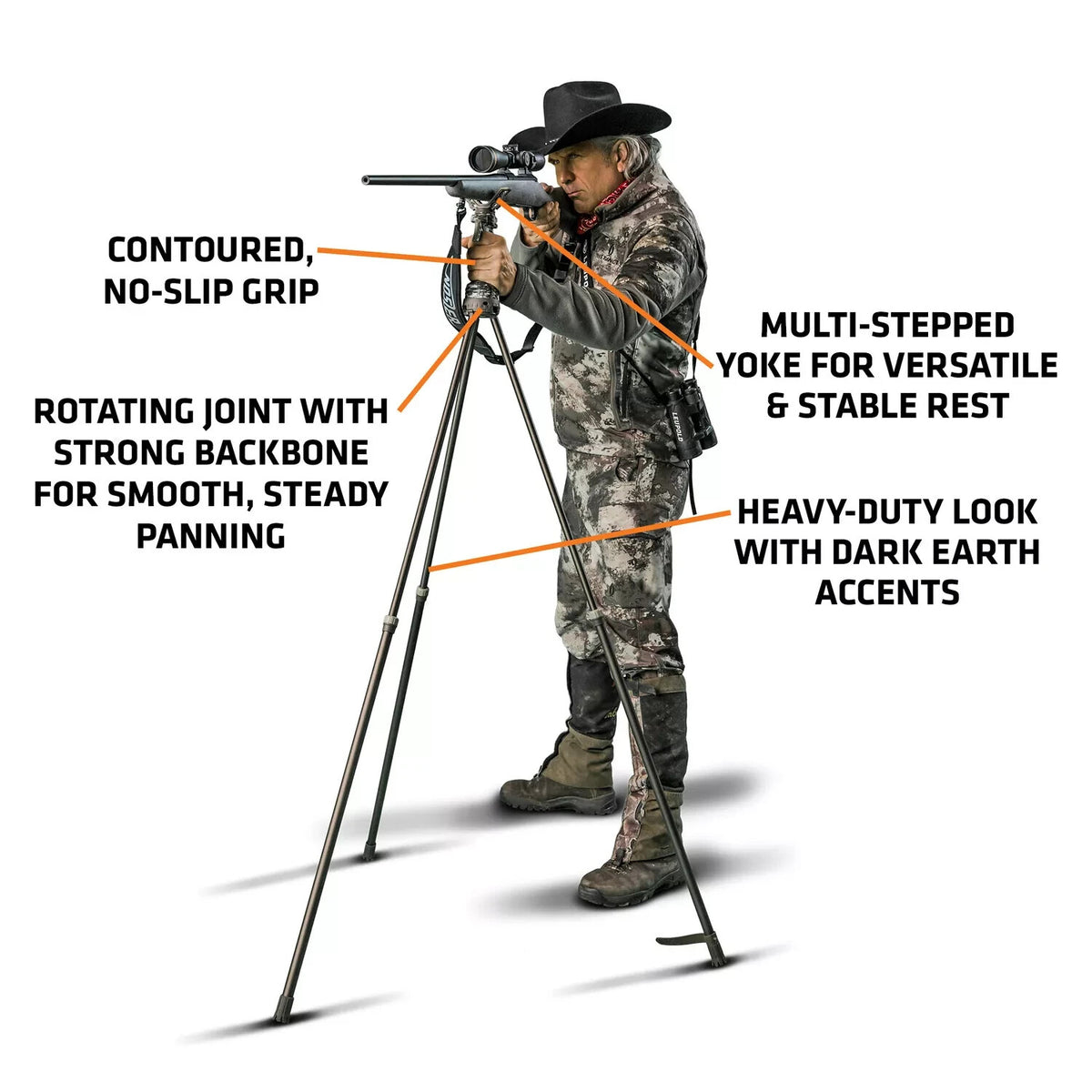 Trigger Stick Tripod Shooting Support with Quick-Adjust Yoke - Black Onyx