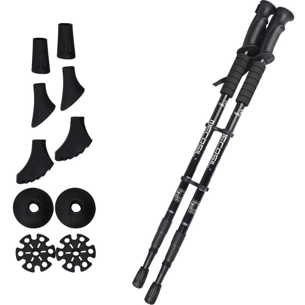 Lightweight Telescoping Hiking Poles with Adjustable Locking System - Collapsible Trekking Sticks