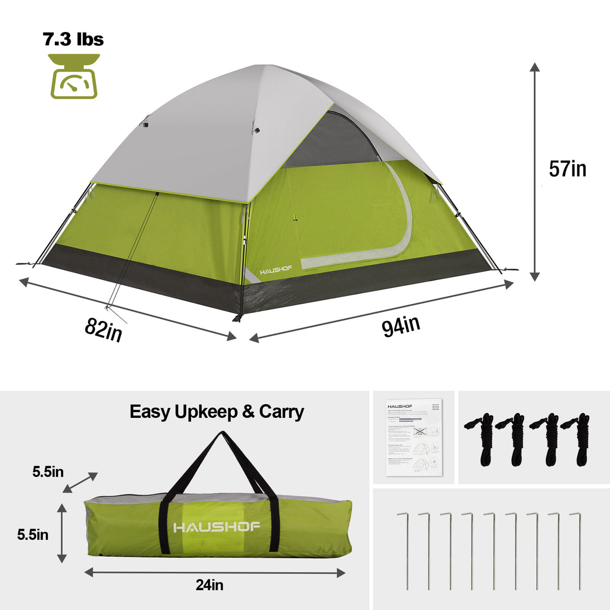Family Dome Camping Tent with Removable Rainfly, 2-4 Person, Waterproof & Easy Setup