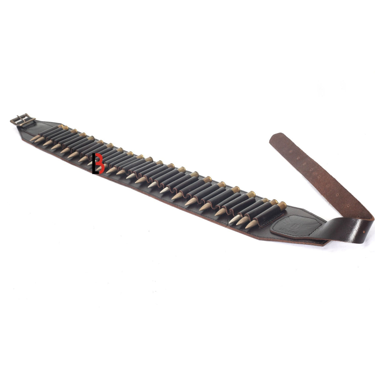 Cowhide Leather Rifle Cartridge Belt for Hunting & Shooting - Adjustable Bandolier, Up to 44 Shells