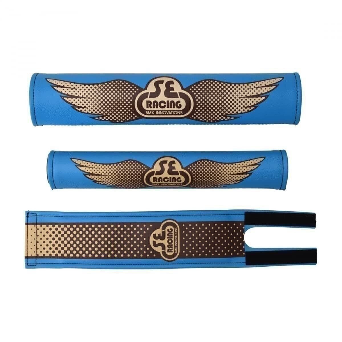 SE Bikes Wing Pad Set - Matching Top Tube, Handlebar & Stem Pads, Blue/Brown Wing Fade