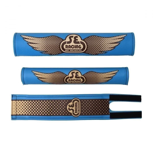 SE Bikes Wing Pad Set - Matching Top Tube, Handlebar & Stem Pads, Blue/Brown Wing Fade