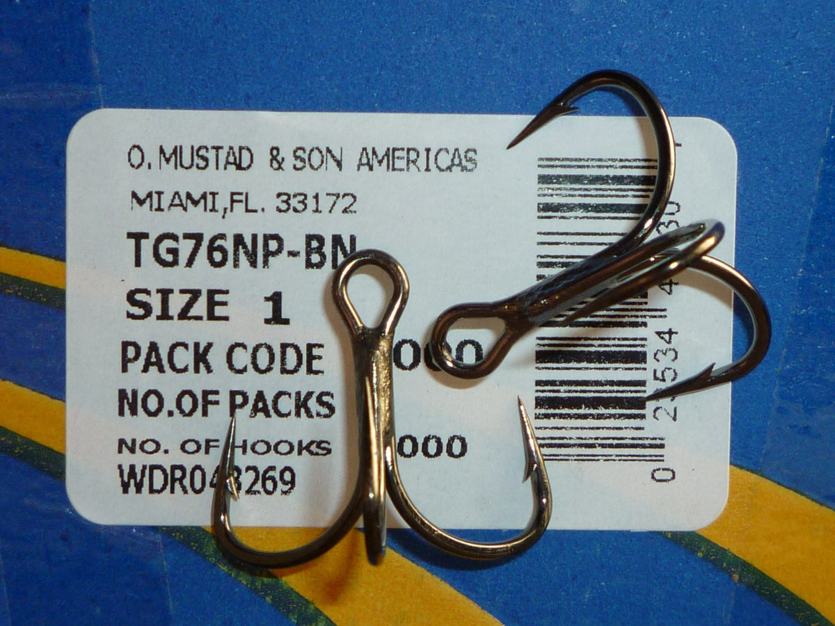 Mustad KVD-Elite TG76NP-BN Short-Shank Triple-Grip Treble Hooks - 100 Pack