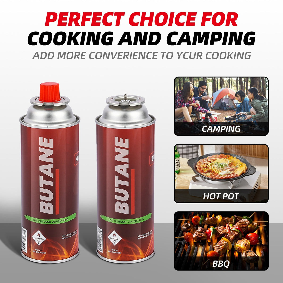 8 OZ Butane Fuel Canisters for Portable Camping Stoves - 28 Count