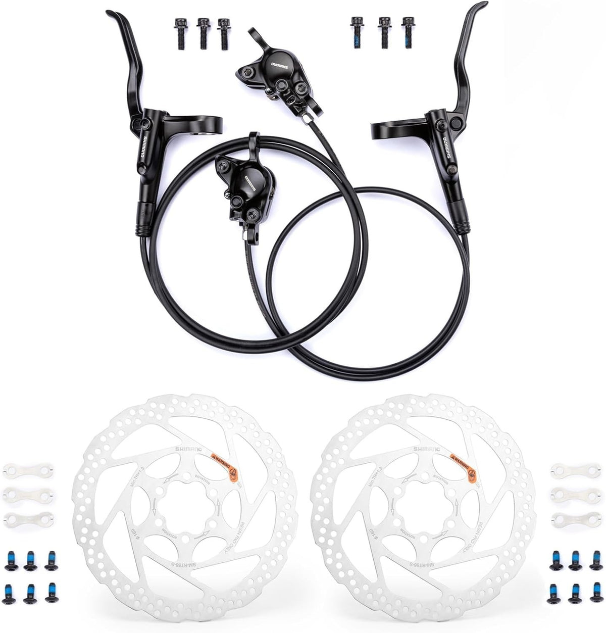 Hydraulic Bicycle Disc Brake Set with Rotors - Compatible with Front & Rear