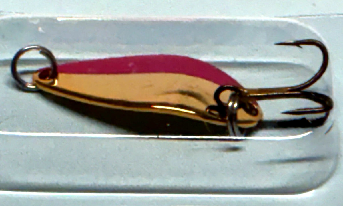 Fishing Spoon Lure Set - Gold Burgundy & Ripple Nickel Green 1/8oz
