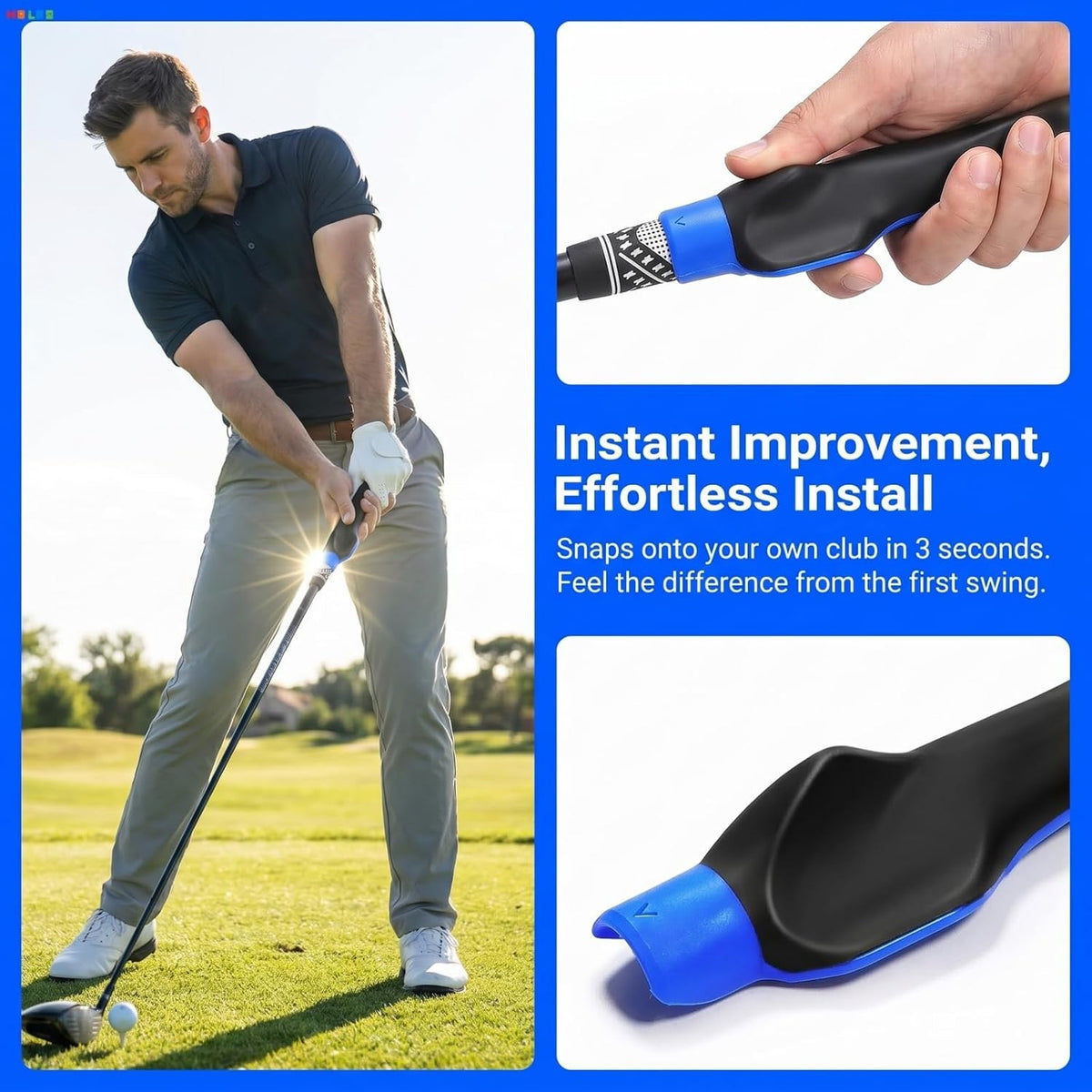 Golf Grip Trainer Aid Attachment for Right & Left Handed Beginners Outdoor Practice
