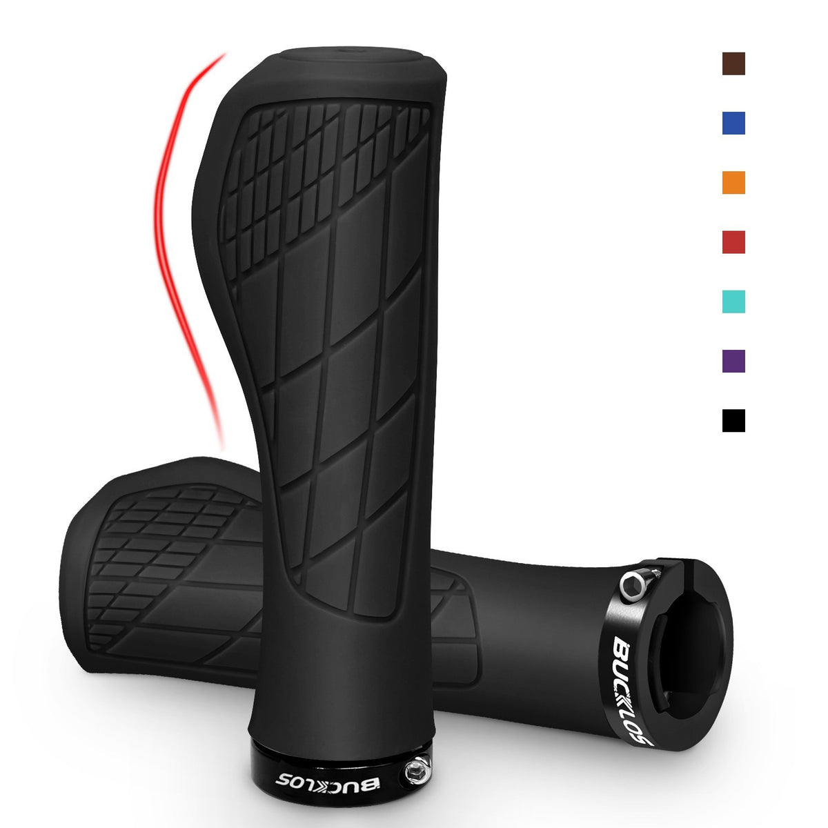 Silicone MTB Bicycle Handlebar Grips with Lock Ring - Ergonomic 22.2mm