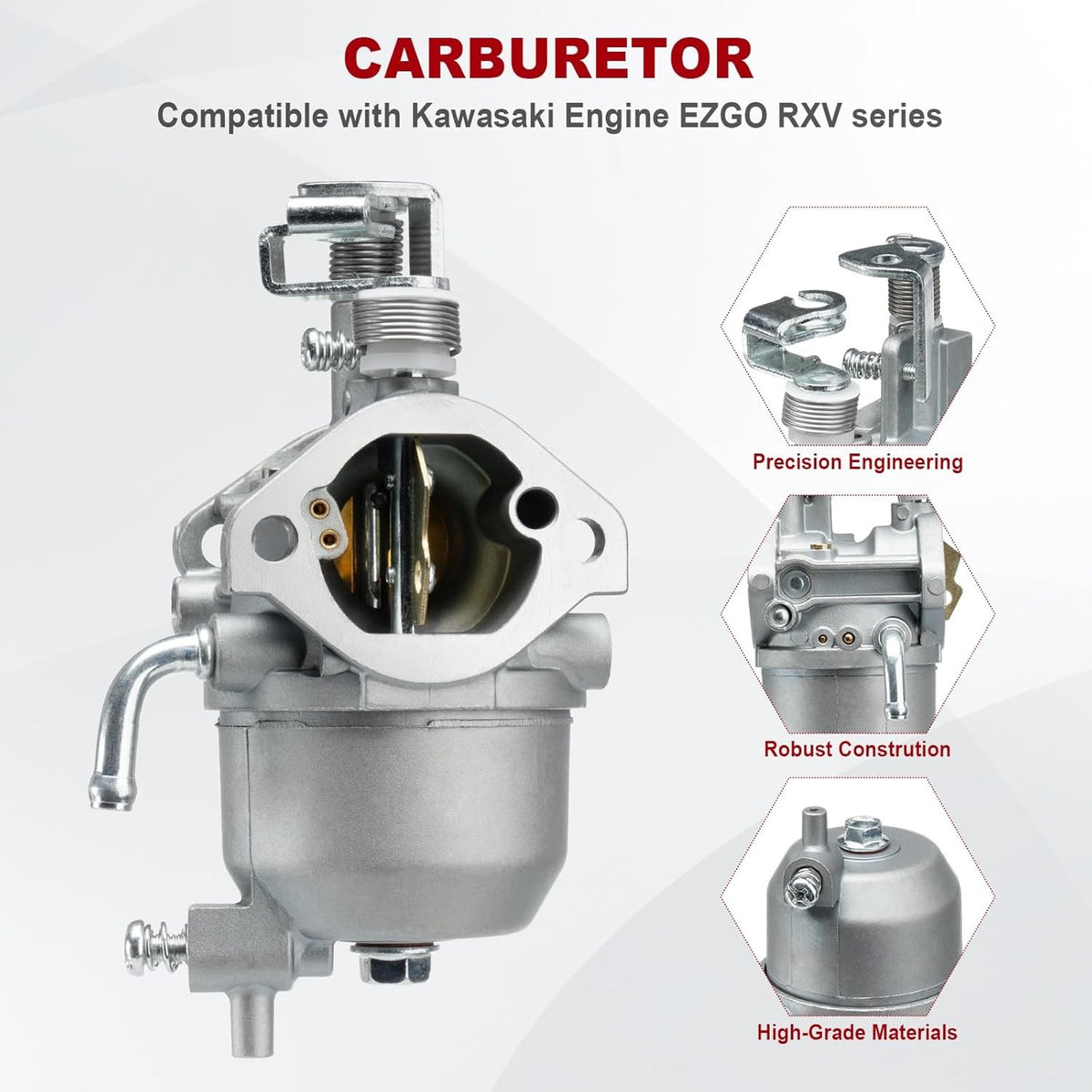 Golf Cart Carburetor Kit for Kawasaki 13HP FJ400D Engines EZGO RXV TXT