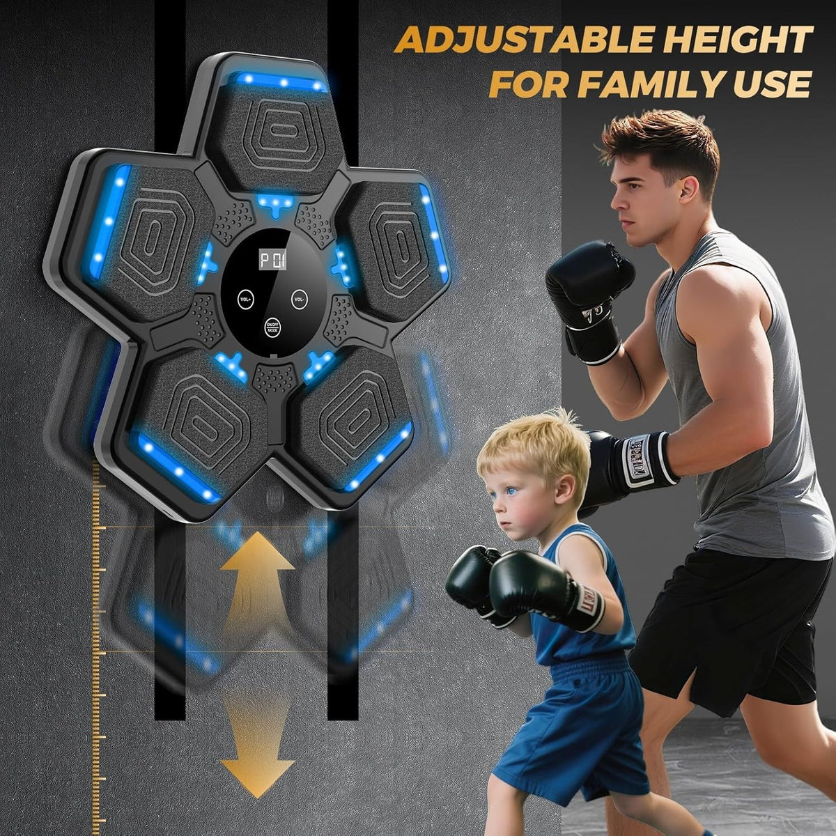 Music Boxing Machine for Adults and Kids - Bluetooth Punching Trainer with Gloves